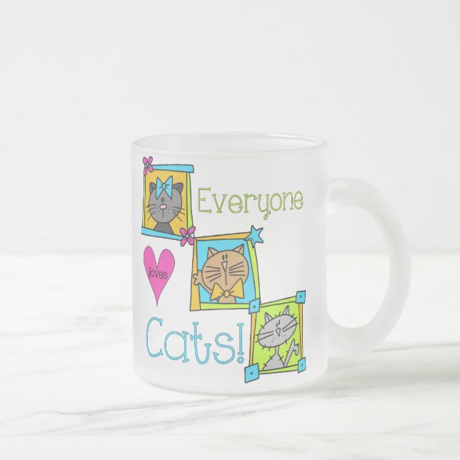 Everyone Loves Cats Frosted Glass Coffee Mug (Right)