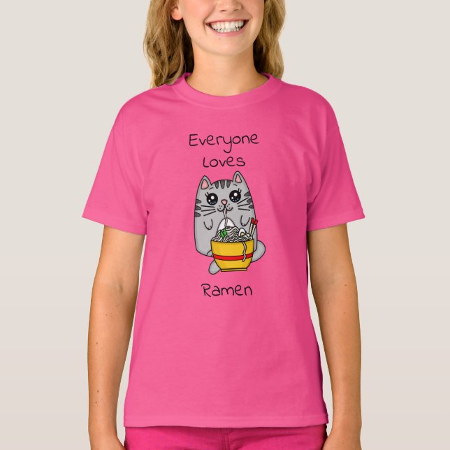 Everyone Loves Ramen | Funny Cat Pun   T-Shirt (Front)