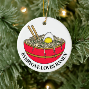 Everyone Loves Ramen   Funny Christmas Pun    Ceramic Tree Decoration