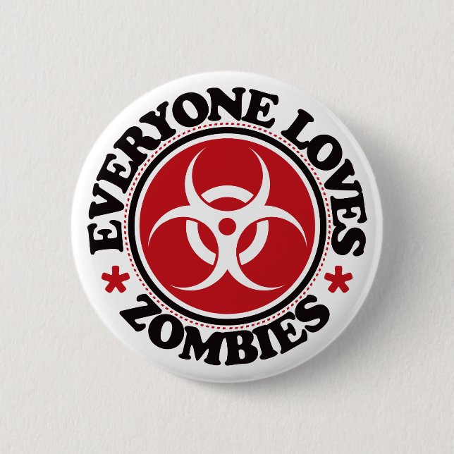 Everyone Loves Zombies - Red 6 Cm Round Badge (Front)