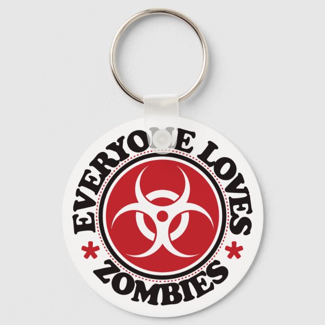 Everyone Loves Zombies - Red Key Ring (Front)