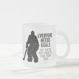Everyone Needs Goals (Hockey) Frosted Glass Coffee Mug