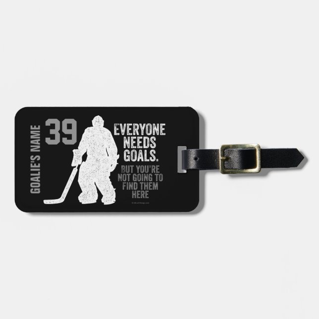 Everyone Needs Goals (Hockey) Luggage Tag (Front Horizontal)