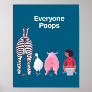Everyone Ops Funny Zebra G Toilet Humor Poster