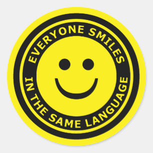 EVERYONE SMILES IN THE SAME LANGUAGE CLASSIC ROUND STICKER