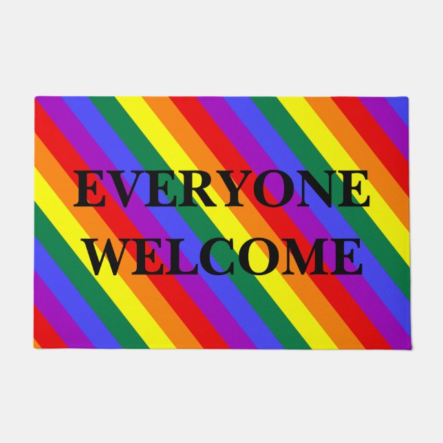  Everyone Welcome  LGBT Colours Doormat (Front)