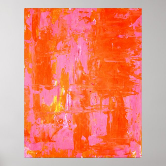 'Everyone's Fav' Orange and Pink Abstract Art Poster (Front)