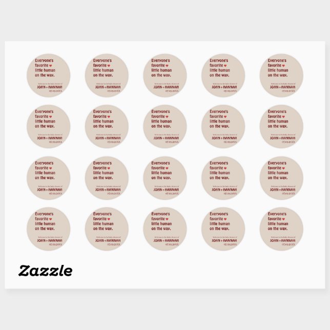 Everyone's favourite little human on baby shower  classic round sticker (Sheet)