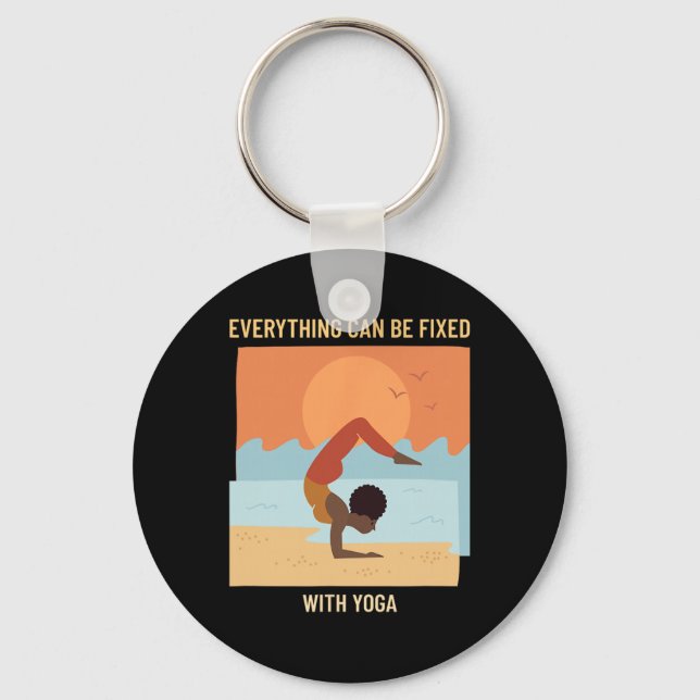 Everything Can Be Fixed With Yoga (yoga Graphic)  Key Ring (Front)