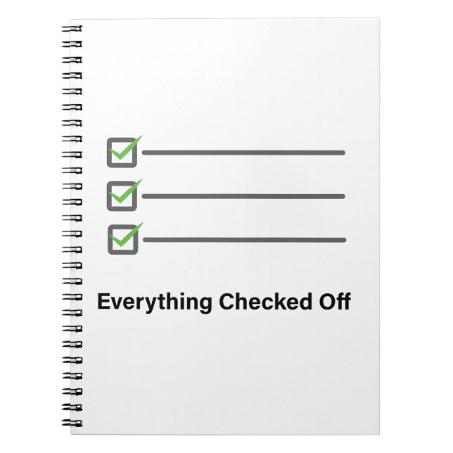 Everything Checked Off Minimalist Productivity Notebook (Front)
