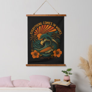 Everything Comes In Waves Retro Hanging Tapestry