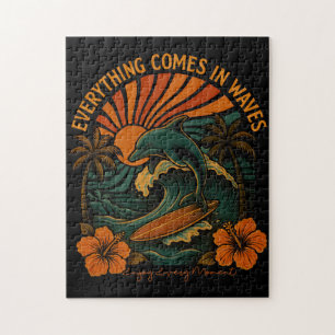 Everything Comes In Waves Retro Jigsaw Puzzle