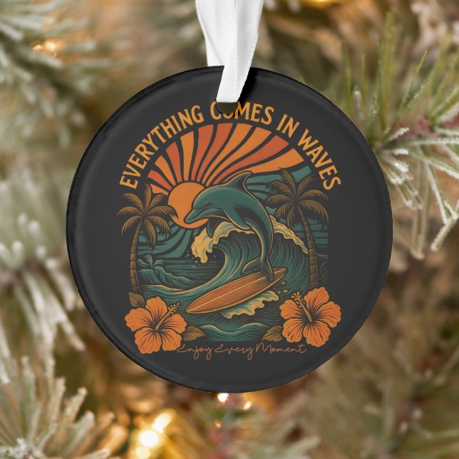 Everything Comes In Waves Retro Ornament (Tree)