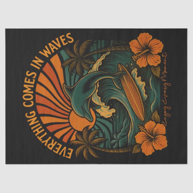 Everything Comes In Waves Retro Tissue Paper (Front)