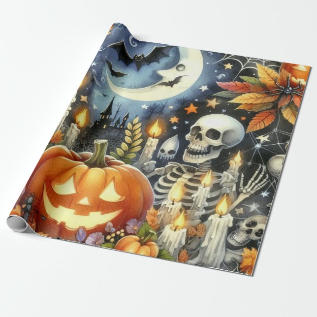 Everything Halloween Collage  Wrapping Paper (Unrolled)