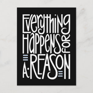 Everything Happens Black Postcard