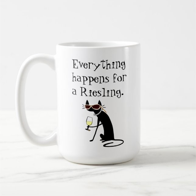 Everything Happens for a Riesling Wine Pun Coffee Mug (Left)