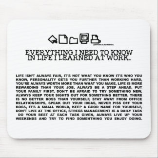 Everything I need to know in life-work Mouse Mat
