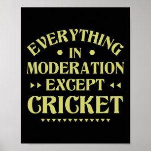 Everything In Moderation Except Cricket Funny Cric Poster