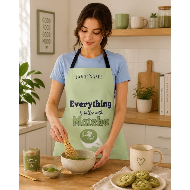 Everything is better with matcha ,Matcha Green Tea Apron (Creator Uploaded)