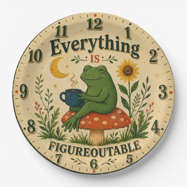 Everything Is Figureoutable Frog Paper Plate (Front)