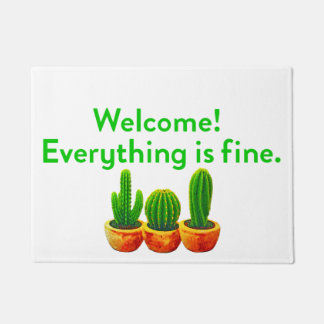 Everything is Fine Cactus Doormat