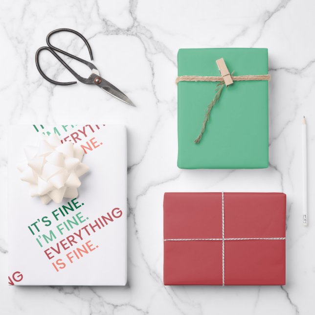 Everything is Fine | Fun Everyday Sarcastic Quote Wrapping Paper Sheet (Front)
