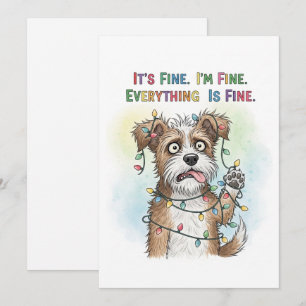  Everything is Fine Quirky Colourful Christmas Dog Holiday Card