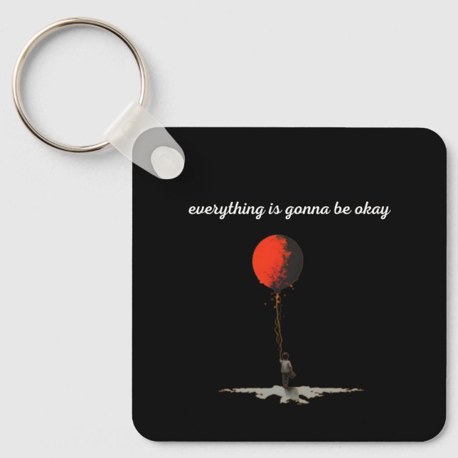 everything is gonna be okay, red ballon key ring (Front)