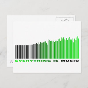 Everything is music Quote Green Barcode Equalizer Postcard