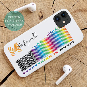 Everything is Music Rainbow Sound Barcode Monogram iPhone 11 Case