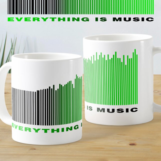 Everything is Music Text Green Barcode Song Player Coffee Mug (Creator Uploaded)