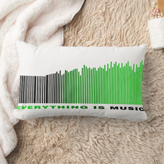 Everything is Music Text Song Player Green Barcode Lumbar Cushion (Blanket)