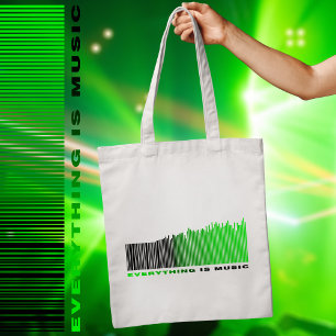 Everything is Music Text Song Player Green Barcode Tote Bag