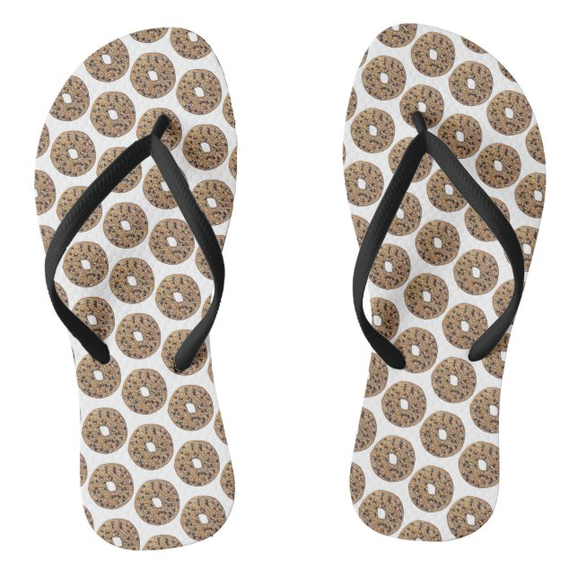 Everything Poppy Sesame Seed Bagel Breakfast Food Flip Flops (Footbed)