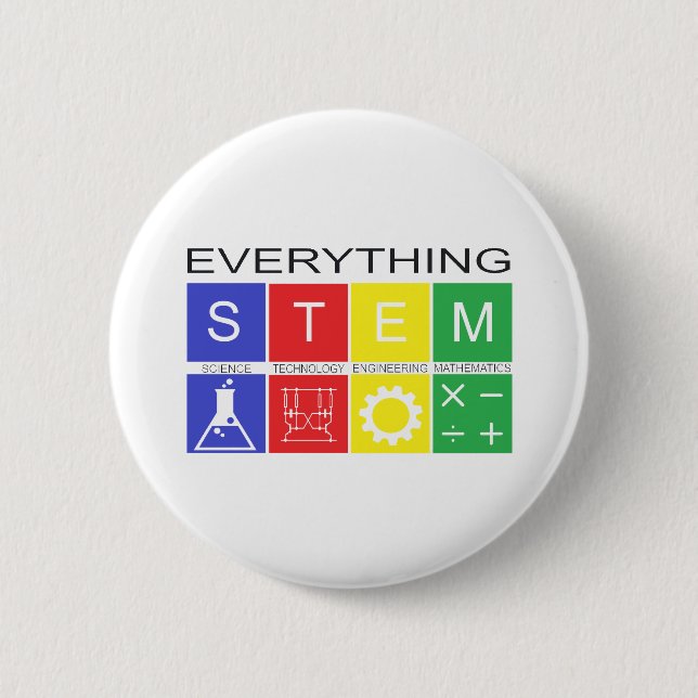 Everything STEM - Black Text 6 Cm Round Badge (Front)