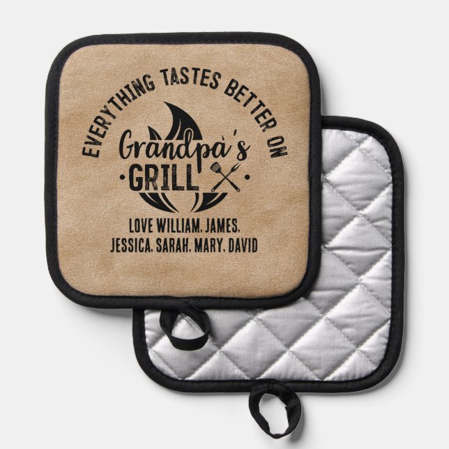 Everything Tastes Better On Grandpa's Grill Custom Pot Holder (Front/Back)