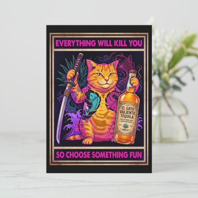 Everything Will Kill You Cat Postcard  (Standing Front)