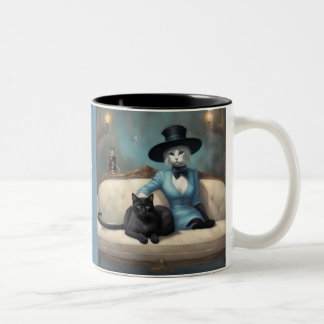 Everything with style black cat white cat Two-Tone coffee mug