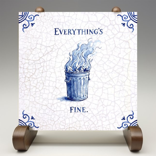 Everything's Fine Delft Blue Dutch Style  Tile (Creator Uploaded)