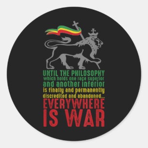 Everywhere Is War Haile Selie Speech Judah Lion Re Classic Round Sticker