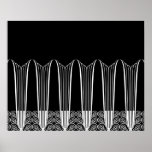 EVE'S BALCONY, Art Deco Ironwork in White on Black Poster<br><div class="desc">Eve's Balcony is a beautiful French Art Deco Ironwork design carefully rendered from an old photograph of a French iron gate. This version features shades of white on black.</div>
