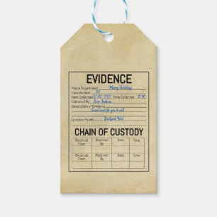 Evidence chain of custody crime game role play fa gift tags