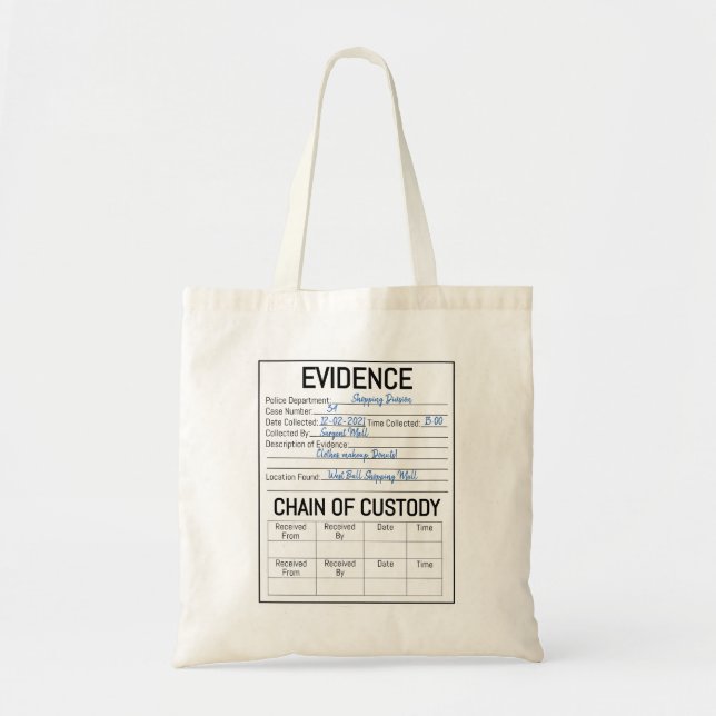 Evidence chain of custody crime game role play  fa tote bag (Front)
