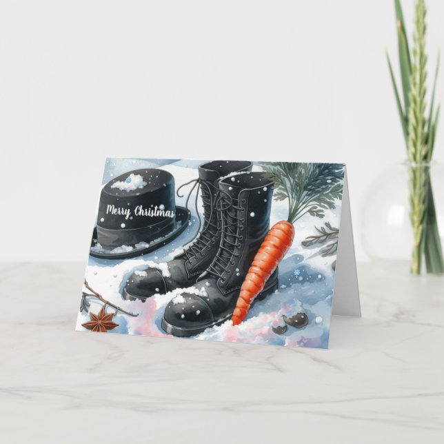 Evidence of the Snowman Christmas  Holiday Card (Front)