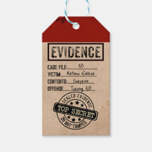 Evidence true crime murder mystery party favour ta gift tags