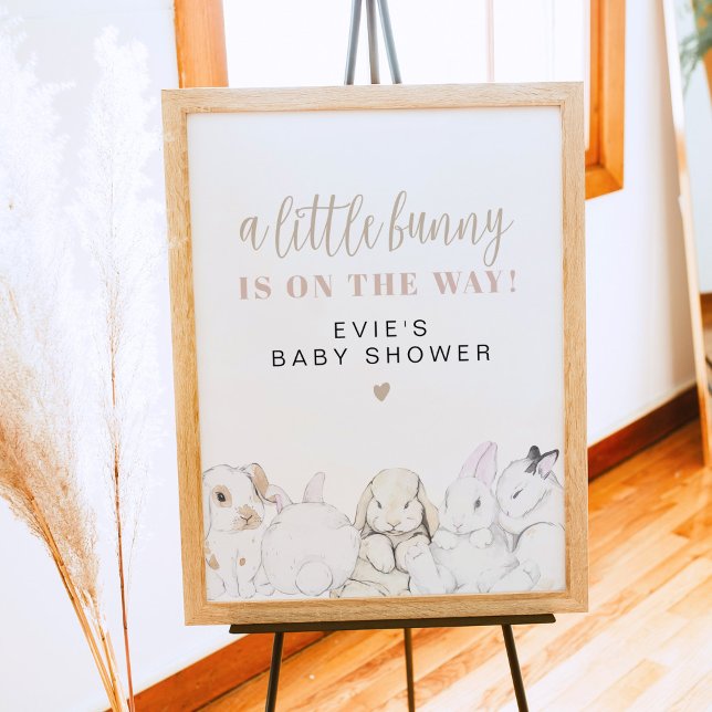 EVIE Cute Pastel Baby Bunny Baby Shower Welcome Poster (Creator Uploaded)