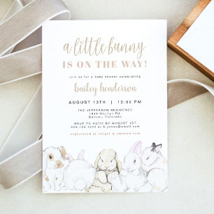 EVIE Cute Pastel Watercolor Bunny Baby Shower Invitation