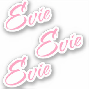 Evie Decorative Name in Pink x3 Sticker