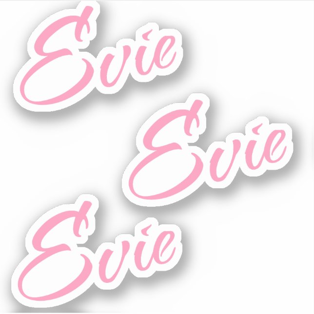 Evie Decorative Name in Pink x3 Sticker (Front)